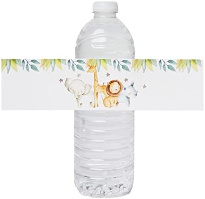 24 Етикети за бутилки с вода Сафари в Джунглата - (Самозалепващи се, Водоустойчива 8x2) Детски Душ, Парти по случай рождения Ден