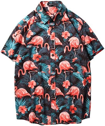 MCEDAR/ Мъжки Ежедневни Хавайски ризи с копчета и Къс ръкав, Костюми, Плажни Комплекти с цветен Модел, Комплекти за Почивка от 2
