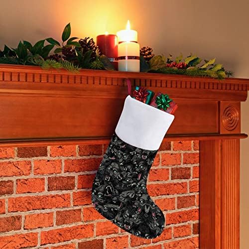 Червени Коледни Чорапи с Шарени Лош Вълк, Украса за Дома, Коледна Елха, Висящи Чорапи за Камината