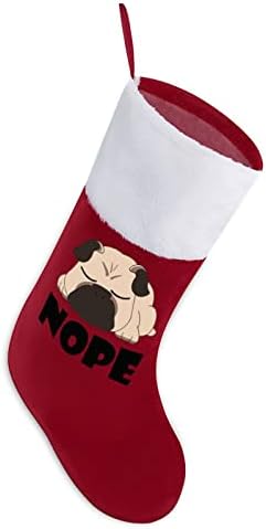 Сладки Спящи Чорапи с Участието на Мопс, Червени Коледни Празници Чорапи, Украса за Дома, Коледна Елха, Висящи Чорапи за Камината