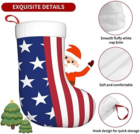 Коледни Чорапи Augenstern Новост, Американското Знаме на САЩ, Двустранни Чорапи За Окачване На Камина.