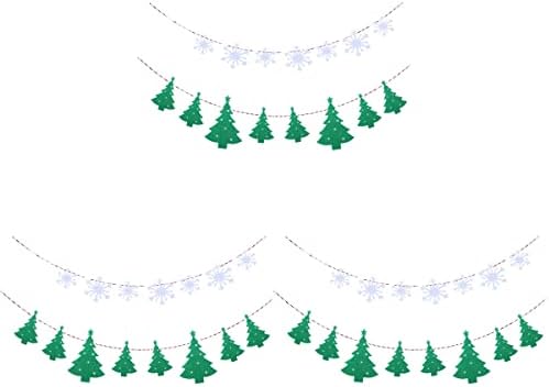 3шт 3 Метра Коледен Снежен човек и Снежинка Коледна Елха Елен Камбанка Плат Вечерни Банери-Овесени ядки Венец (Въже с различен цвят)