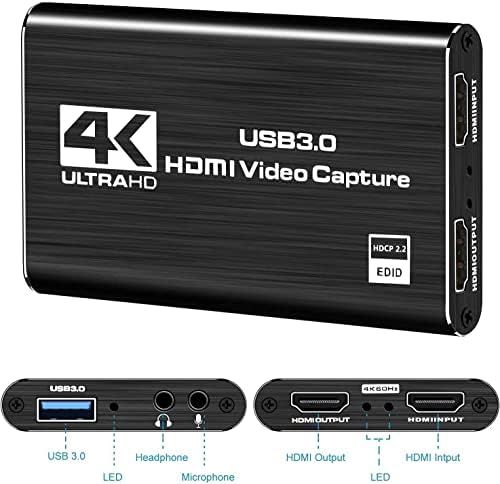 Карта за улавяне на Nintendo Switch, Карта на 4K видео заснемане на 1080P 60 кадъра в секунда, Игрална карта улавяне Устройство HDMI изход-USB 3.0 за стрийминг, игри и запис, работи с X