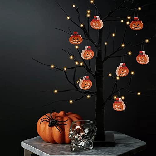 SURCVIO 2 Метра Хелоуин Черни Зловещи Коледни Декорации с 36 Оранжеви led крушки и 8 Тыквенными декорации, Работят на батерии и