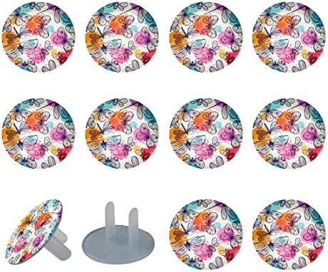 Капачки за контакти (24 опаковки) Защитни Капачки за Электрозащиты, Капачки за Ключове за дома - Многоцветен Скок пеперуди и водни Кончета