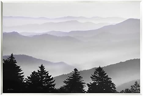 Силуети на Боровете Stupell Industries, Мъгливите Върхове на Планинската Верига, Рисунки по стените от Дърво, Дизайн Лори Дейтер