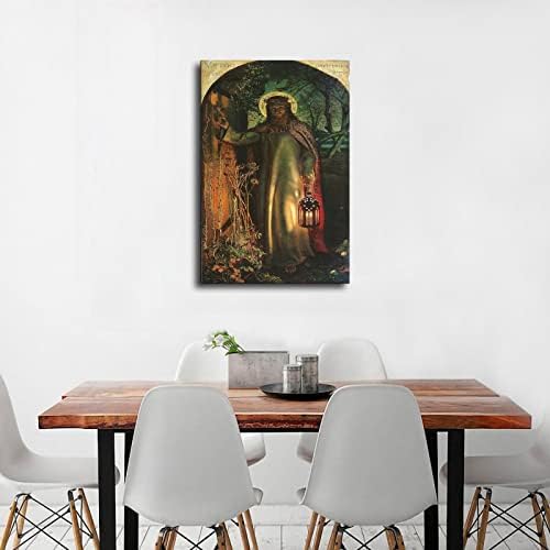 Светлината на света - Исус Чука на Уилям Холман Хънт Плакати и Щампи за декоративен изкуство на стената, Щампи върху платното за дневна и спалня (12 × 18 см в рамка)