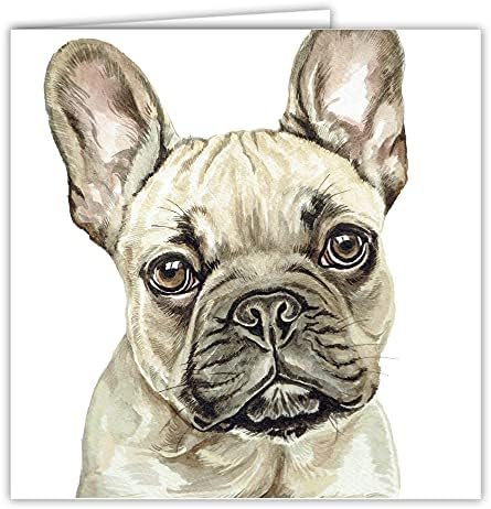 Празна Поздравителна картичка Maturi с Акварельным Участието на Френски Булдог е бледожълт Куче