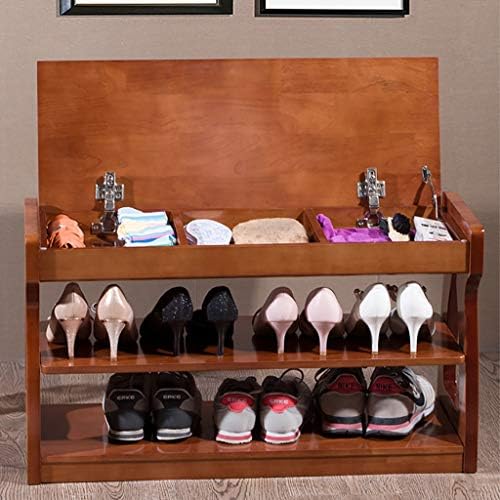 Свободно стоящи Рафтове за обувки, Пейка за смяна на обувки, Столче за съхранение на обувки, Столче за съхранение, Чисто масивно дърво (Цвят: A, размер: 803045 см)