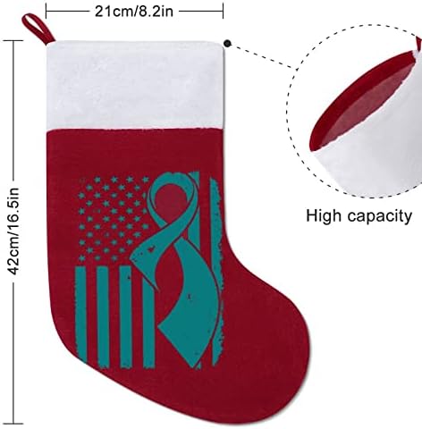 Информираността за Рака на Шийката на матката Флаг Коледни Чорапи Отглеждане на Коледна Елха Дядо коледа Декорации Висящи Украса