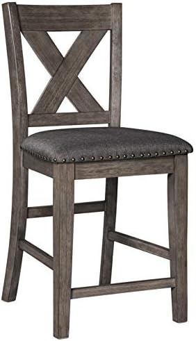 Корпоративна дизайн от Ашли Caitbrook, бар стол с мека тапицерия в селски стил височина 24,63 инча, 2 отделение, сив
