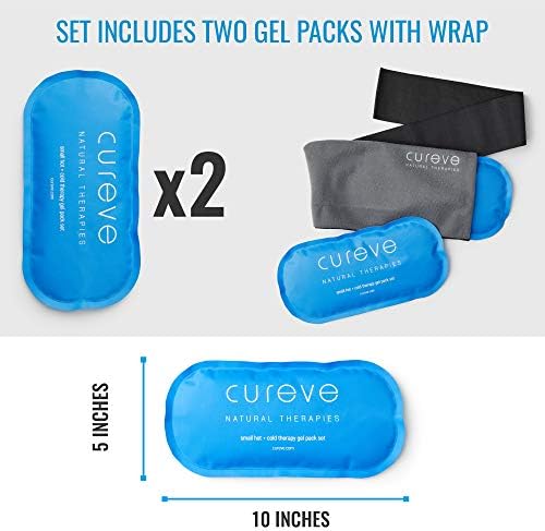 Компрес с лед за гореща и студена терапия, комплект от две опаковки с обвивка от Cureve - компрес за многократна употреба с обвивка