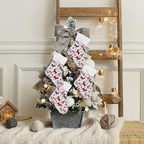 Коледни Чорапи ALAZA, Коледно Дърво Елен, Снежинки, Класически Персонализирани Малки Чулочные Украса за Семейни празници, Определени