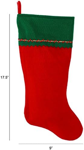 Първоначално Коледни Чорапи с бродирани мен Монограм, Зелено и Червено фетр, Инициал За