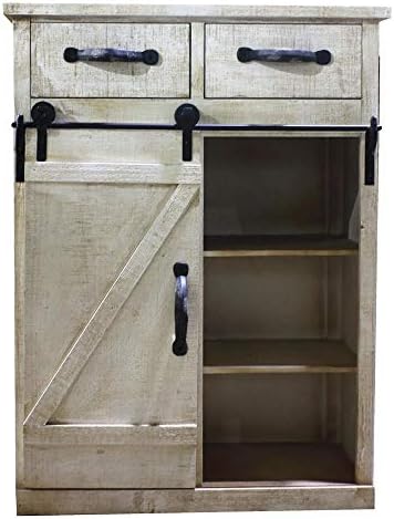 Дървен Шкаф в Класически Бял В стил Кънтри, с Една Врата на Бараката с 2 чекмеджета Ретро Дървен Шкаф