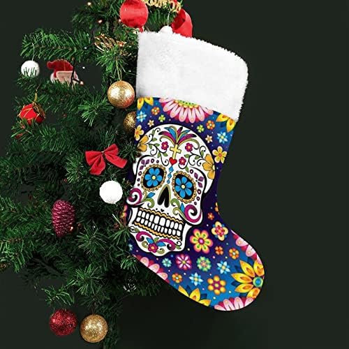 Цвете Пейсли Захарен Череп Коледен Отглеждане Окачени Чорапи С Принтом Коледно Дърво Украса За Камината