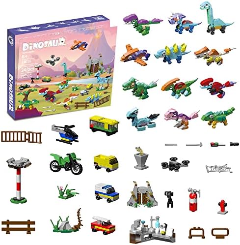 Lirmiery 2022 Адвент-Календар с Динозаври, 24 подарък и комплект играчки за създаване на празници, 24 Дни Обратно броене до Коледа,